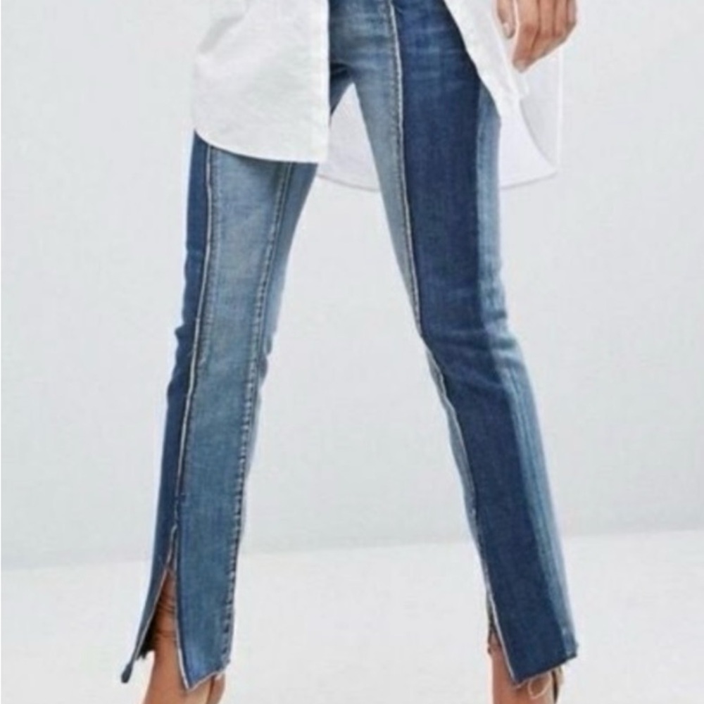 Blank NYC Two-Tone Blue Split Tone Raw Blue Jean size 30